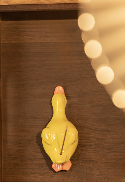 Gohobi Handmade Ceramic Lying Duck Ornament Incense Holder