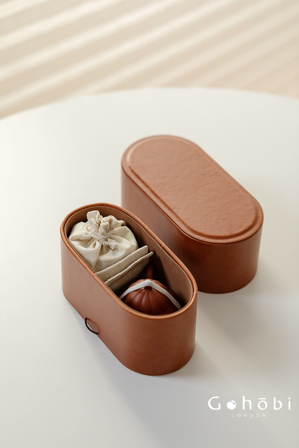 Gohobi Yixing Zisha Clay Travel Tea Set – Handmade Gongfu Tea Set with Leather Case