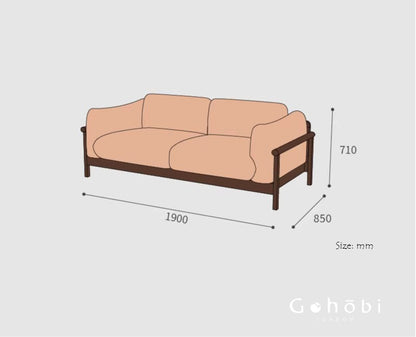 Gohobi Nordic Solid Wood Fabric Sofa – Handmade Double Sofa for Living Room or Small Apartment | FSC Certified Furniture
