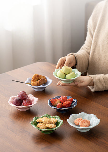 Gohobi Traditional Japanese Glazed Fruit Nuts Small Plate - Hibiscus 004