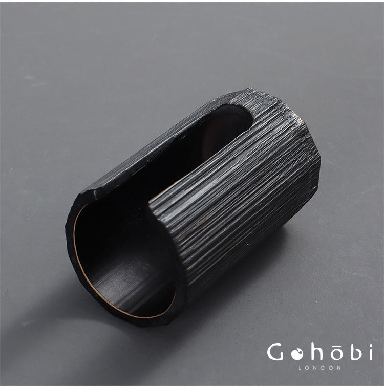 Gohobi Bamboo Woven Tea Cup Holder Basket – Zen Style Tea Set Storage Tube & Chopstick Basket