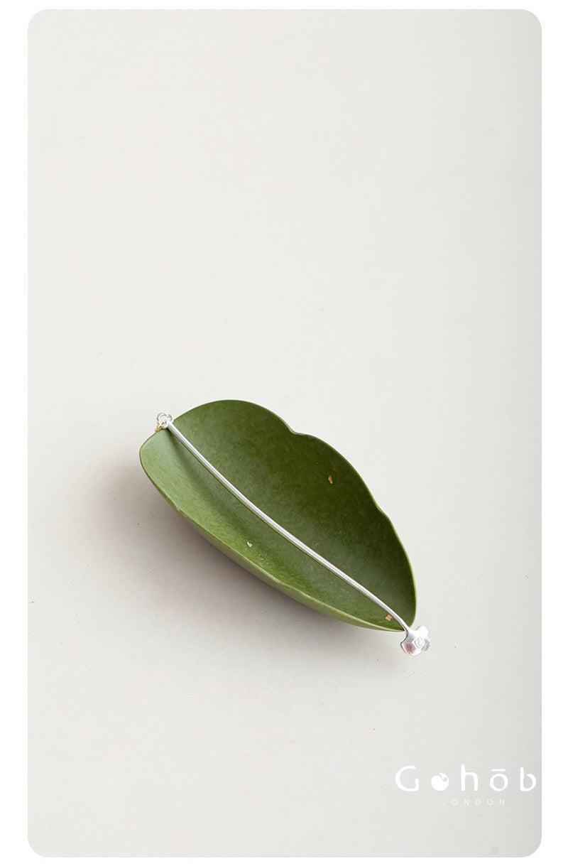 Gohobi Green Leaf Tea Spoon Set – Ceramic Gold Accent Tea Scoop and Tea Needle Set