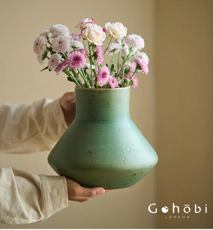 Gohobi Jingdezhen Retro Ceramic Hydroponic Vase – Antique Style Decorative Flower Vase for Home