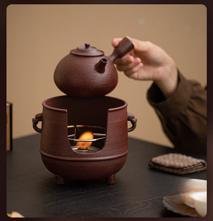 Gohobi Traditional Teapot and Stove Set 003 Old Rock Mud