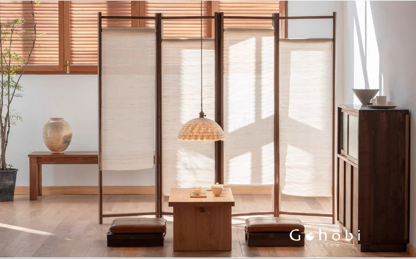 Gohobi Solid Wood Screen Coat Rack – Red Oak or Black Walnut Folding Hanger with Three or Four Panel Options | FSC Certified Furniture