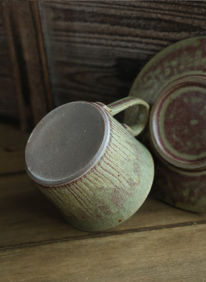 Gohobi Handmade Glaze-changed Japanese Stoneware Coffee Mug and Saucer Set