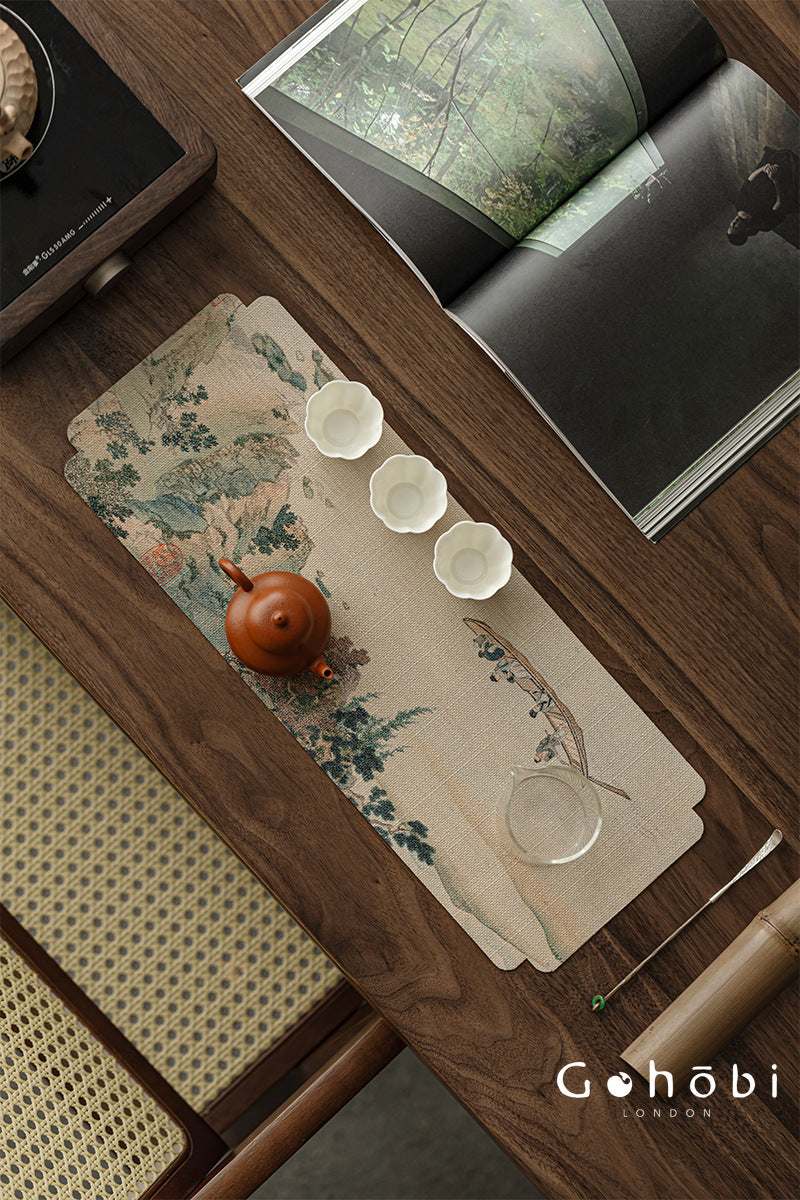 Gohobi Xiangyun Silk Tea Table Runner – Double-Sided Tea Mat Dry Brew Cloth