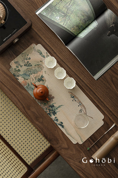 Gohobi Xiangyun Silk Tea Table Runner – Double-Sided Tea Mat Dry Brew Cloth