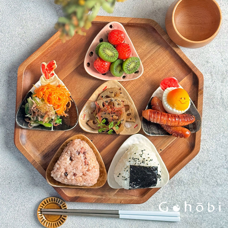 Gohobi Japanese Rice Ball Small Plate Sauce Dipping Plate for Japanese Food [Made in Japan]