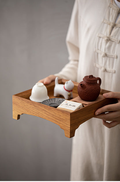 Gohobi Square Walnut Teak Wooden Serving Tray Teapot Tray