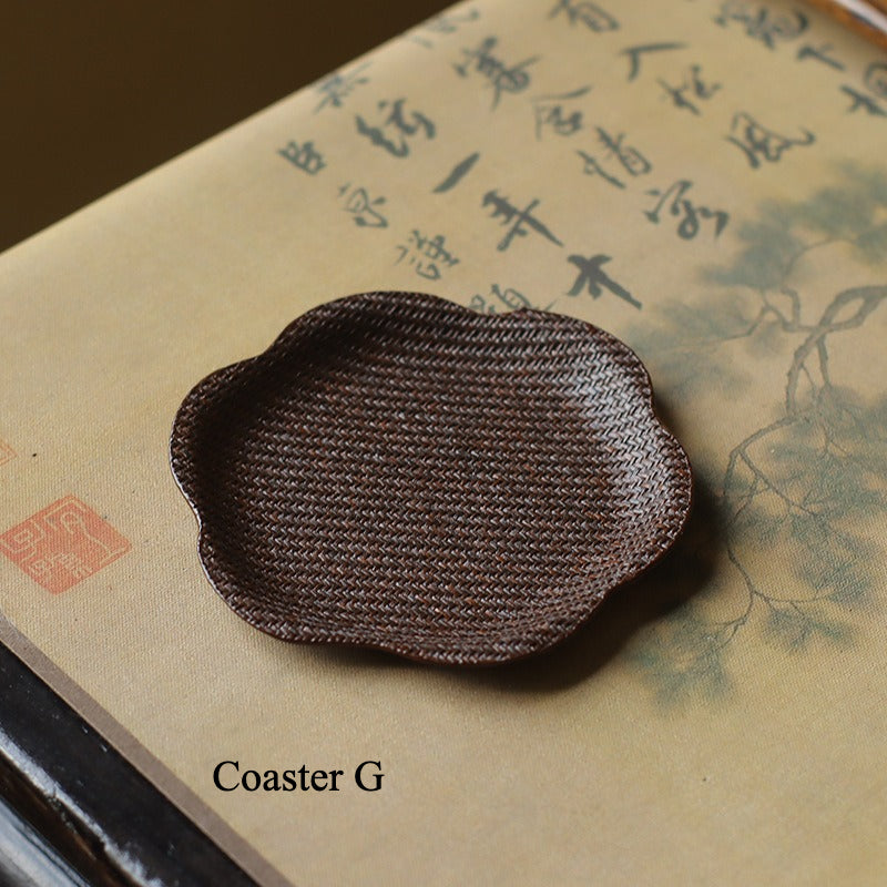Gohobi Handmade Bamboo Cup Coasters Placemats – Rattan Tea Coaster Heat Insulation Pad