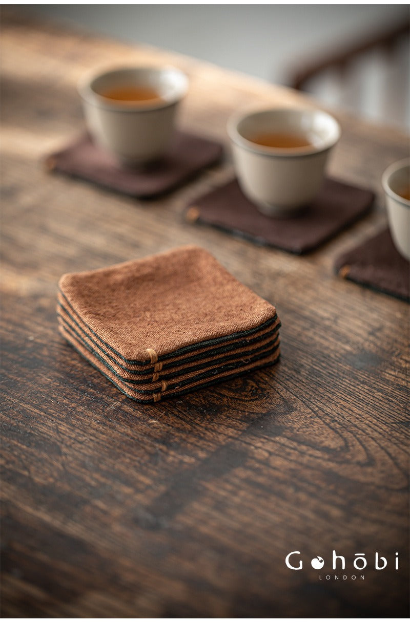 Gohobi Zen Style Tea Coaster – Hand-Sewn Tie-Dye Cloth Heat Insulation Cup Coaster