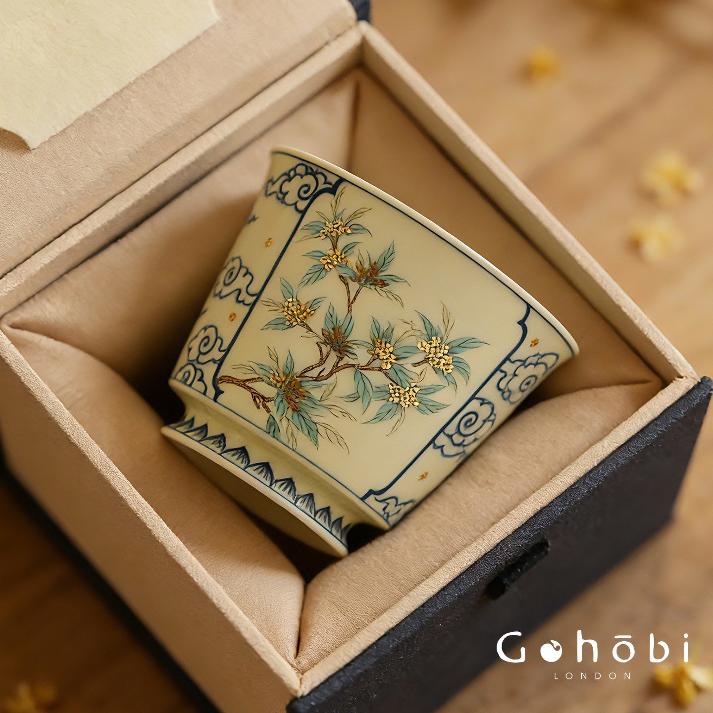 Gohobi Jingdezhen Blue and White Porcelain Gaiwan or Teacup – Hand-Painted Ceramic Tea Ware