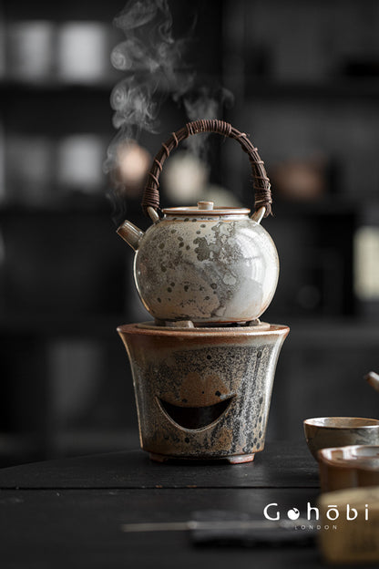 Gohobi Shino Kiln-Transformed Rattan Beam Teapot – Large Household Brewing Kettle