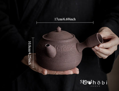 Gohobi Coarse Pottery Wind Stove Tea Set – Japanese Retro Charcoal-Style Kettle