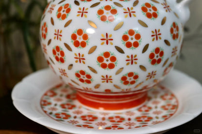 [清和堂 x Gohobi Gallery] Hand-painted Golden Red Orange Lotus Coffee Teapot