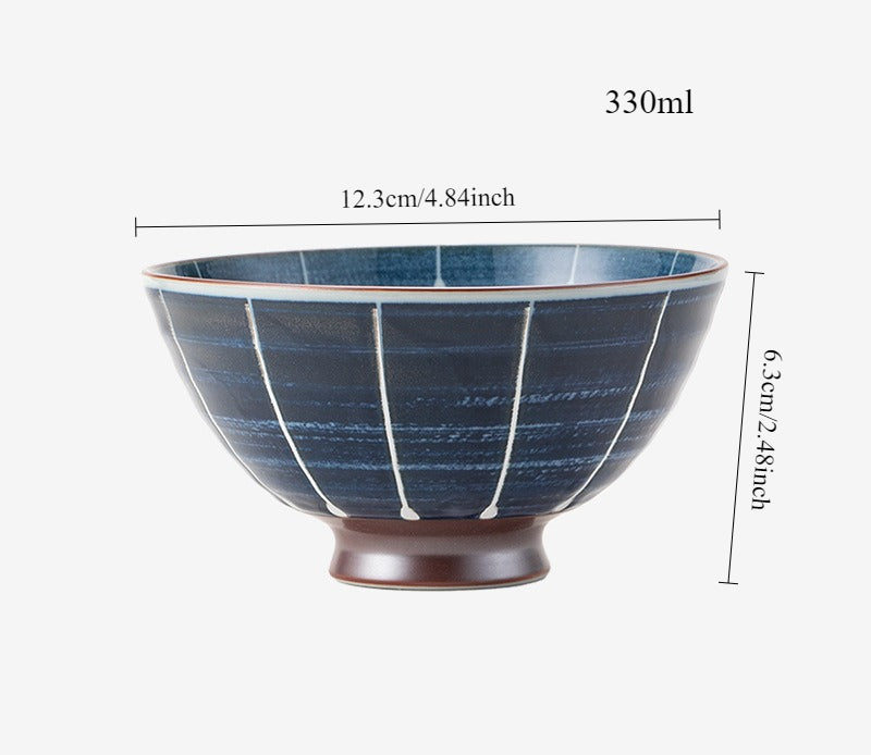 Gohobi Japanese Ancient Dyed Blue Rice Bowl – Minoya Porcelain Tableware [Made in Japan]
