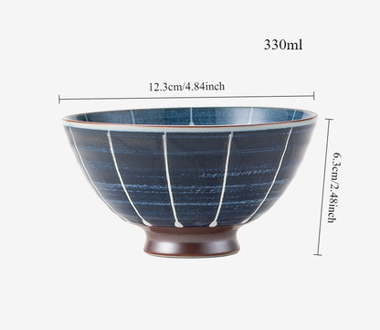 Gohobi Japanese Ancient Dyed Blue Rice Bowl – Minoya Porcelain Tableware [Made in Japan]