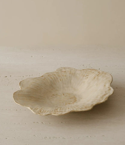 Gohobi French Petal-Shaped Coarse Ceramic Deep Plate