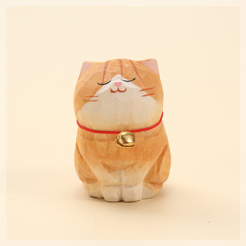 Gohobi Handcrafted Large Wooden Orange Cat Ornament