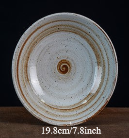 Gohobi Handmade Japanese Style Stoneware Pasta Bowl Plate