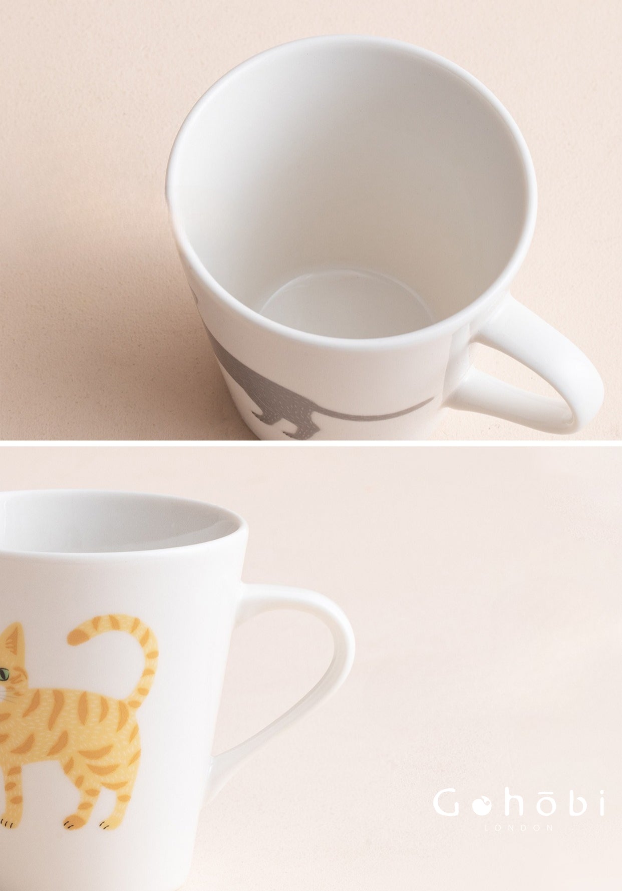 Gohobi Japanese Minoyaki Cute Cat Ceramic Mug [Made in Japan]