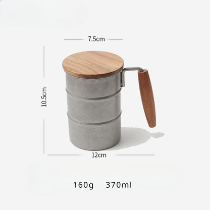 Gohobi Stainless Steel Mug Wooden Lid and Handle