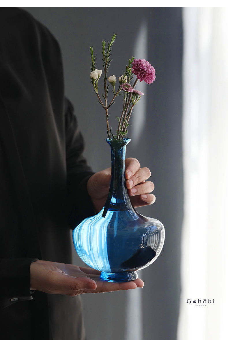 Gohobi Classic Large Blue Glass Vase