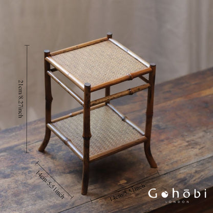 Gohobi Handmade Bamboo Display Table – Desktop Meilu Gushan Tea Stand & Mini Bonsai Platform