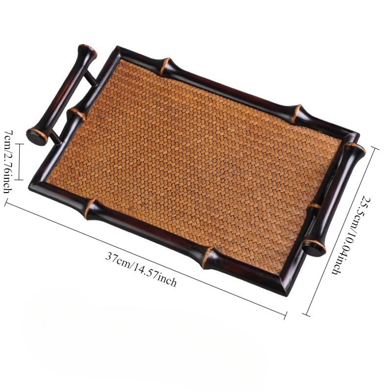 Gohobi Handmade Bamboo Braided Tea Tray – Zen Dry Brewing Table & Tea Set Storage Tray