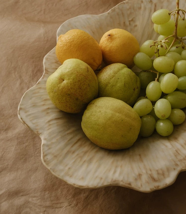 Gohobi French Petal-Shaped Coarse Ceramic Deep Plate