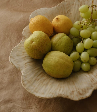 Gohobi French Petal-Shaped Coarse Ceramic Deep Plate