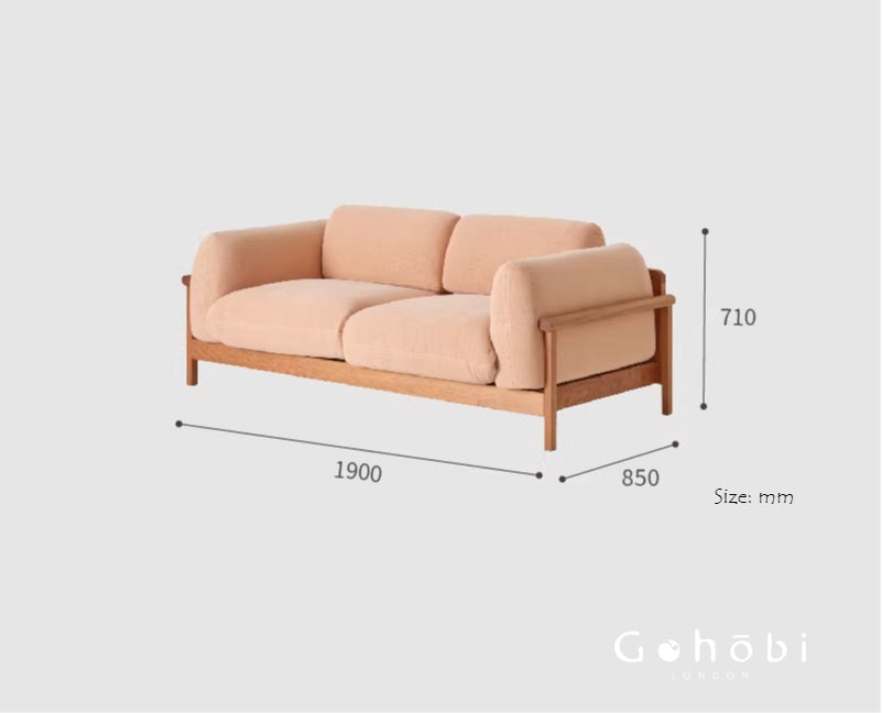 Gohobi Nordic Solid Wood Fabric Sofa – Handmade Double Sofa for Living Room or Small Apartment | FSC Certified Furniture