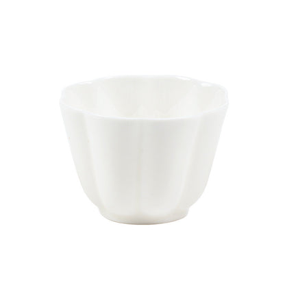 Gohobi Handmade White Porcelain Teacup – Thin Porcelain Flower Rim Gongfu Master Cup