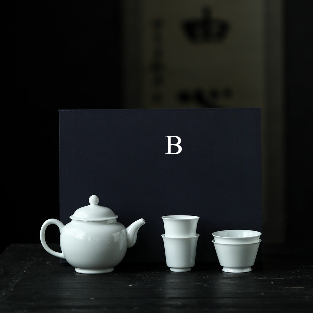 Gohobi Jingdezhen Sweet White Porcelain Teapot Set