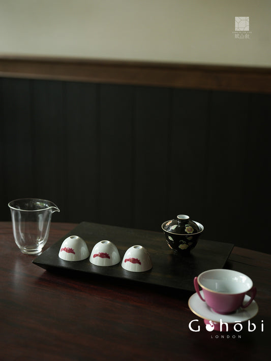 [賦山敘 x Gohobi] Gohobi Black Gold Lacquer Tea Tray – Handmade Ginkgo Wood Dry Brew Tea Tray Wabi Sabi Style