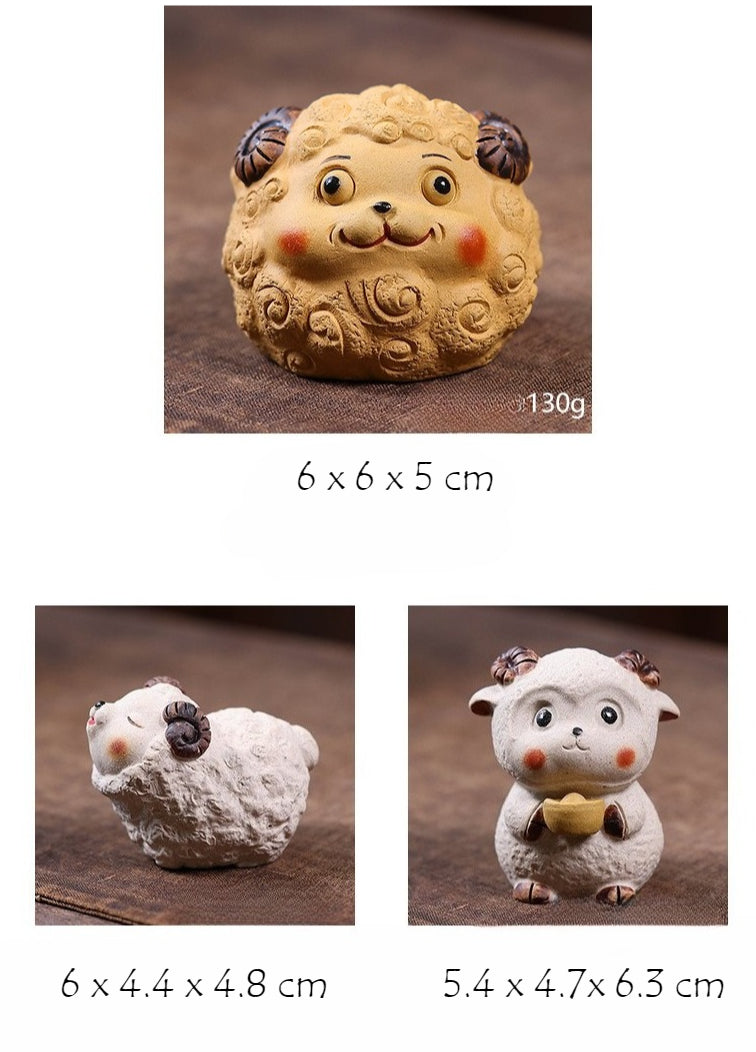 Gohobi Yixing Purple Clay Sheep Tea Pet – Handmade Sanyang Kaitai Ornament