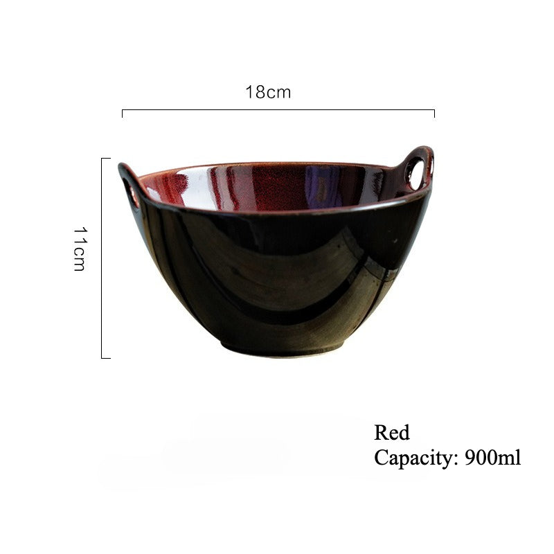 Gohobi Japanese Ceramic Double-Handled Bowl