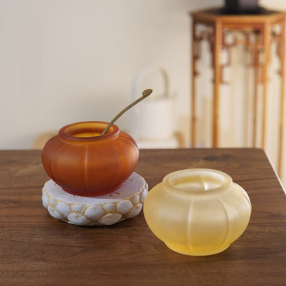 Gohobi Pate de Verre Pumpkin Shaped Coloured Glass Container