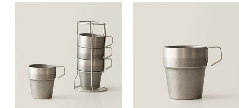Gohobi Japanese Retro Stainless Steel Mug Set