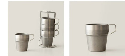 Gohobi Japanese Retro Stainless Steel Mug Set