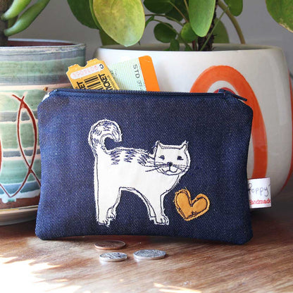 Gohobi x Poppy Treffry Cat Embroidered Purse [Made in the UK]