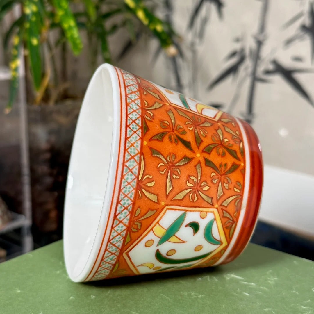 [清和堂 x Gohobi Gallery] Hand-painted Golden Orange Orchid Tea Cup Coffee Cup