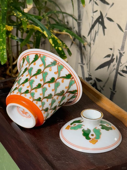 [清和堂 x Gohobi Gallery] Hand-painted Green Baoxiang Flower Gaiwan Teapot