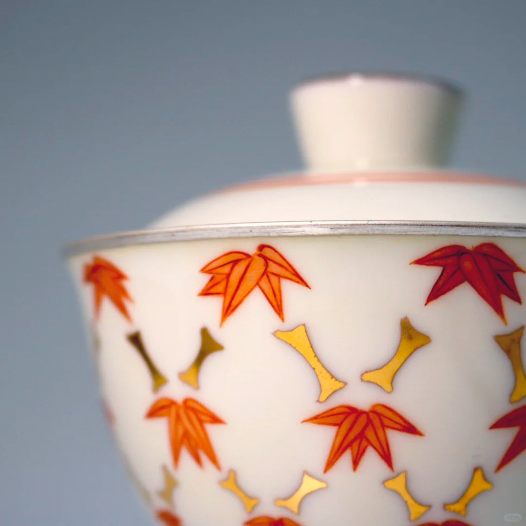 [清和堂 x Gohobi Gallery] Hand-painted Golden Hand-painted Bamboo Leaf Pattern Tea Gaiwan Teapot