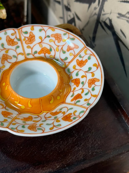 [清和堂 x Gohobi Gallery] Hand-painted Golden Red Orange Ganoderma Lucidum Pattern Tea Gaiwan Saucer Plate Tea Cup