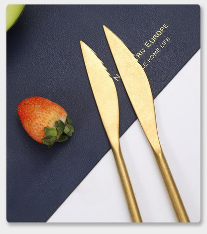 Gohobi A Set of 5 Pieces Gold Stonewashed Cutlery