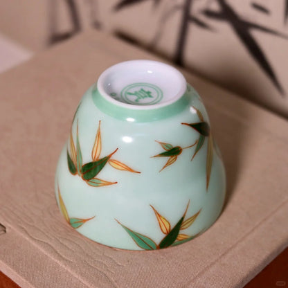 [清和堂 x Gohobi Gallery] Hand-painted Bamboo Leaf Pattern Tea Cup