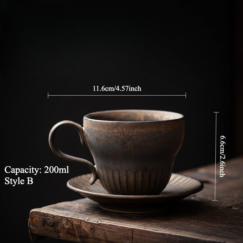 Gohobi Chinese Vintage Gilded Ceramic Coffee Cup with Saucer