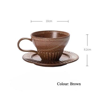 Gohobi Japanese Retro Coffee Cup and Saucer Set